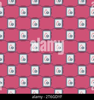 Smartwatch with Glucometer App vector Blood Glucose Monitoring concept colored seamless pattern Stock Vector