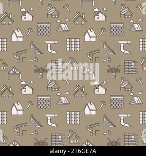 Roof Repair colored seamless pattern - Roofing concept modern background Stock Vector