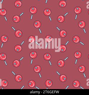 Blood with Glucose inside Magnifier vector Diabetic concept colored seamless pattern Stock Vector