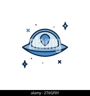 Alien in UFO in Space vector concept colored icon or design element Stock Vector