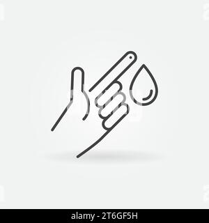 Finger with Blood Drop vector Diabetes Diagnostics concept icon or sign in thin line style Stock Vector