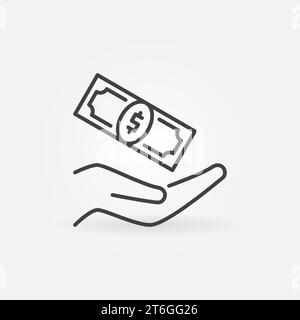 Money and Hand vector Bribery concept outline icon or symbol Stock Vector
