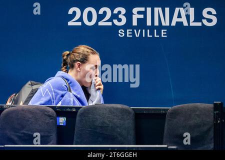 Seville, Spain, 10th November 2023. Germanys Jule Niemeyer leaves the stadium after the match against Francia at the Billie Jean King Cup Finals in Sevilla. Photo credit: Frank Molter Credit: Frank Molter/Alamy Live News Stock Photo