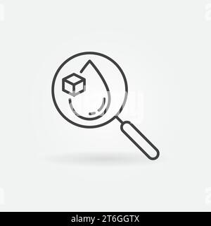 Magnifier and Blood with Glucose vector Diabetic concept linear icon or symbol Stock Vector