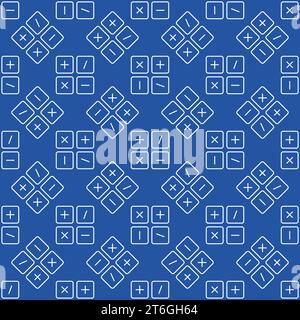 Basic Maths signs vector concept blue thin line seamless pattern Stock Vector