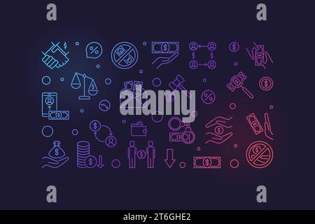Corruption and Bribery vector outline modern horizontal banner. Bribe concept colored illustration Stock Vector