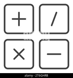 Basic Maths signs vector concept thin line icon or symbol Stock Vector