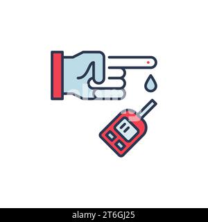 Hand and Glucometer vector Blood Test concept colored icon or design element Stock Vector