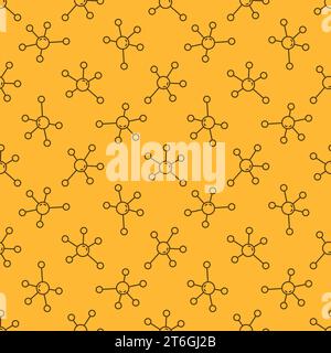 Molecule vector concept outline simple yellow seamless pattern Stock Vector