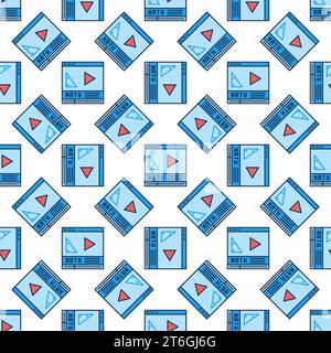 Math Online Video vector Mathematics Science learning concept modern colored seamless pattern Stock Vector