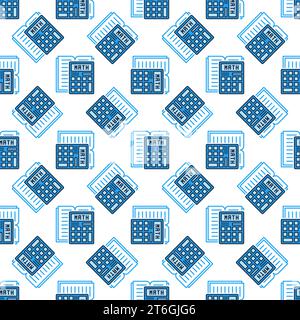 Calculator with Book vector Mathematics concept blue seamless pattern Stock Vector