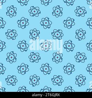 Atom vector Molecule concept colored seamless pattern Stock Vector