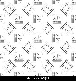 Math Online Video vector online class learning concept seamless pattern in outline style Stock Vector