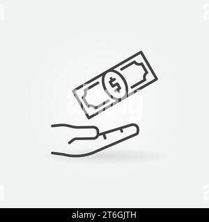 Corruption vector Hand with Cash concept icon or symbol in outline style Stock Vector