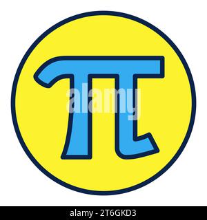 Pi Sign in circle vector concept colored icon or design element Stock Vector