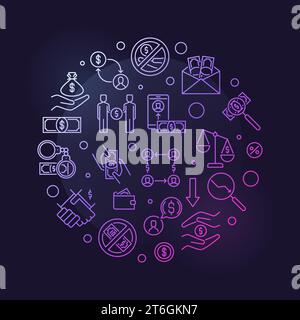 Stop Corruption vector Bribery concept outline round colorful banner or illustration Stock Vector