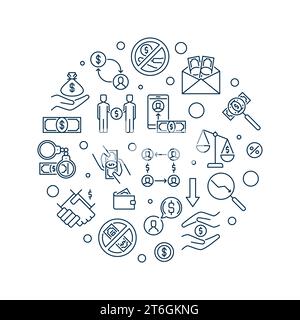 Stop Corruption vector Bribery concept outline round banner or illustration Stock Vector