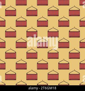 Red Shipping Container vector Intermodal Cargo concept creative seamless pattern Stock Vector