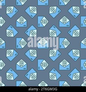Dollar sign in Opened Envelope vector Money concept colored seamless pattern Stock Vector