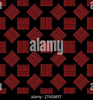 Two Shipping Containers vector Intermodal Cargo concept dark outline seamless pattern Stock Vector