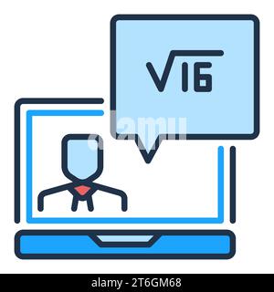 Laptop Computer with Online Math Teacher vector concept colored icon or design element Stock Vector