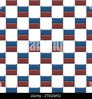 Two Shipping Containers vector Intermodal Cargo concept modern seamless pattern Stock Vector