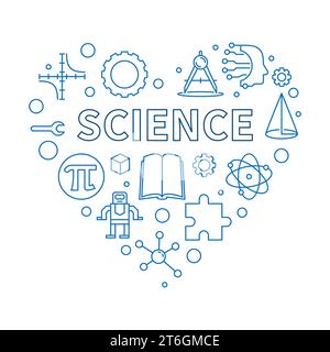 Science Heart outline STEM concept banner. Vector Illustration Stock Vector