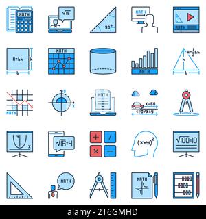 Math creative icons set. Mathematics Science concept colored vector signs or design elements Stock Vector