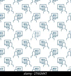 Online Math Tutoring vector Mathematics Education concept outline minimal seamless pattern Stock Vector