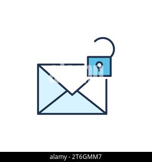 Open Padlock and Envelope vector Email Security concept colored icon or symbol Stock Vector