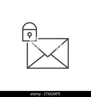 Envelope with Close Padlock vector Email Locked concept linear icon or symbol Stock Vector
