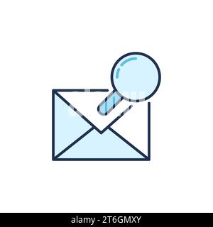 Magnifier with Envelope vector Email Message Search concept colored icon or design element Stock Vector