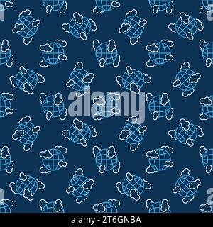 Globe with Clouds vector concept thin line seamless pattern Stock Vector