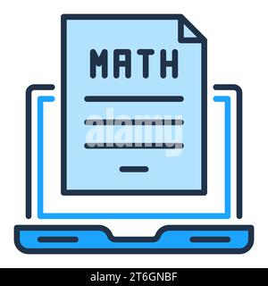 Math Paper on Laptop Screen vector concept blue icon or symbol Stock Vector
