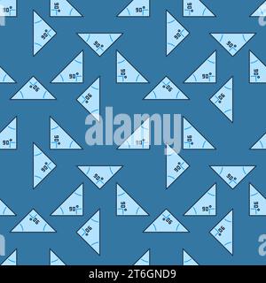Maths 90 degree angle vector Right Triangle concept blue seamless pattern Stock Vector