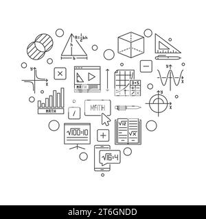 Algebra Learning Heart vector outline blue creative banner - I Love ...