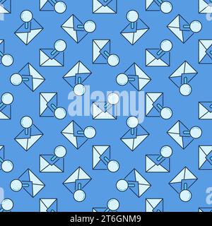 Magnifier with Envelope vector Email Message Search concept colored seamless pattern Stock Vector