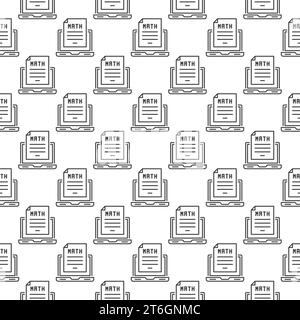 Math Paper with Laptop vector Mathematics concept seamless pattern in thin line style Stock Vector