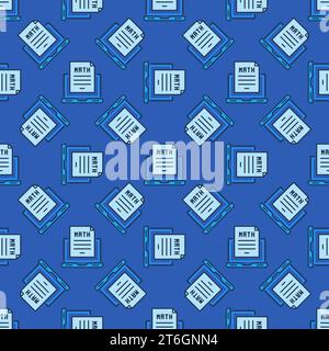 Math Paper on Laptop Screen vector concept blue seamless pattern Stock Vector