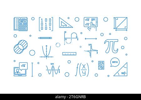 World Math Day vector outline heart banner. Math 8 March Holiday concept illustration Stock Vector
