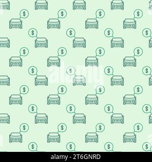 Car Price vector Buy or Sell Vehicle concept outline seamless pattern Stock Vector