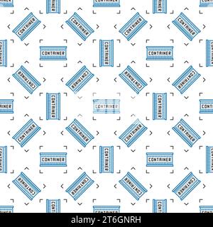 Container vector Shipping concept outline seamless pattern Stock Vector