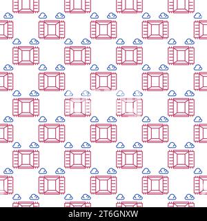 Opened Shipping Container vector Delivery concept linear seamless pattern Stock Vector