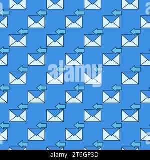 Envelope and Horizontal Arrow vector Email Forward concept blue seamless pattern Stock Vector