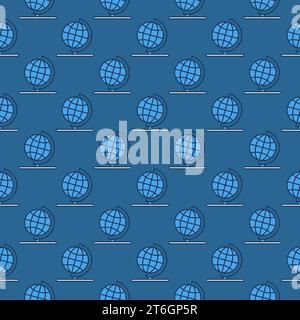 Vector Globe on Stand concept blue modern seamless pattern Stock Vector