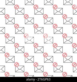 Envelope with Ban sign vector Email Prohibition concept linear seamless pattern Stock Vector
