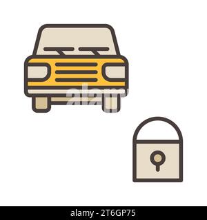 Closed Car vector lock concept colored icon or symbol Stock Vector