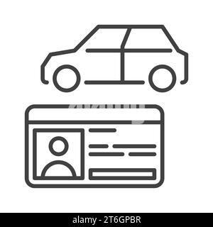 Car and Driving License vector Driver ID concept icon or symbol in outline style Stock Vector