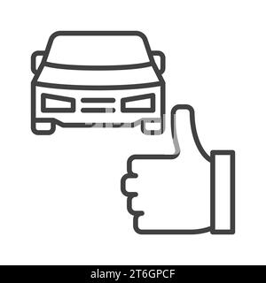 Thumbs Up with Car vector Car Sharing concept thin line icon or symbol Stock Vector