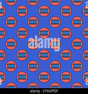 Red Circle with Blue Shipping Container vector concept modern seamless pattern Stock Vector